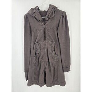 Prairie Underground Long Cloak Hoodie Coat Victorian Small Brown Full Zip